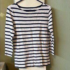 Old Navy Navy Blue and White Striped Blouse